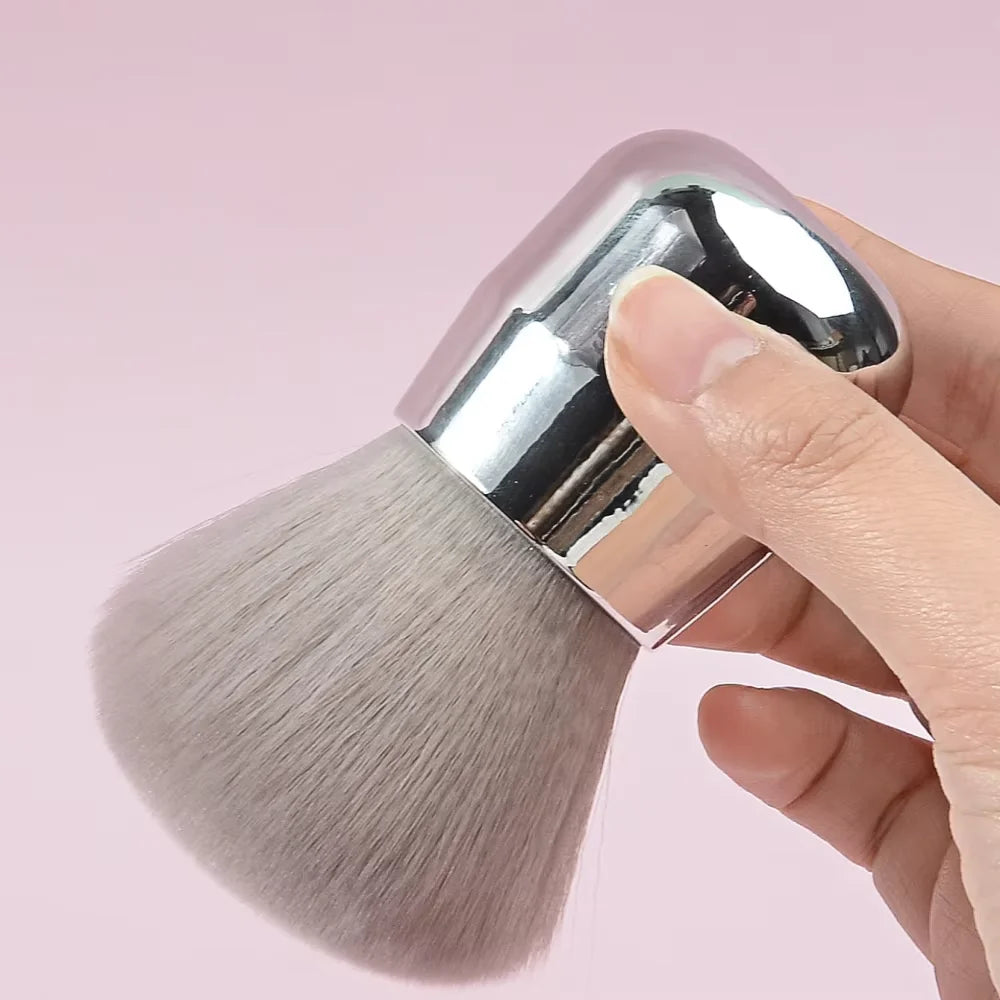 1pcs Silver Handle Nail Dust Brush, Large Soft Bristle Manicure Cleanup Brush, Professional Nail Art Tool for Acrylic