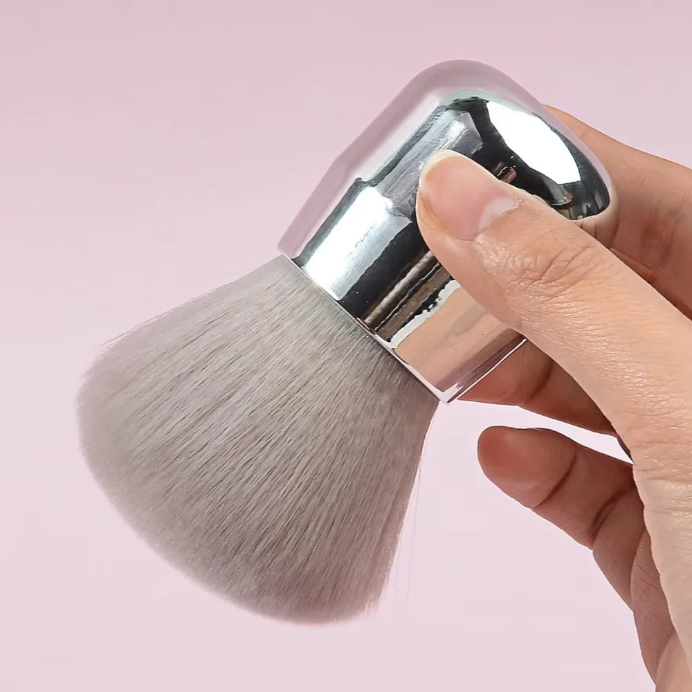 1pcs Silver Handle Nail Dust Brush, Large Soft Bristle Manicure Cleanup Brush, Professional Nail Art Tool for Acrylic