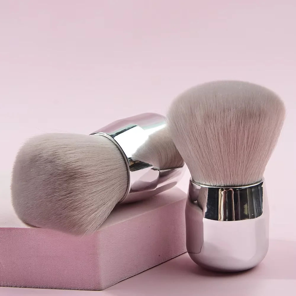 1pcs Silver Handle Nail Dust Brush, Large Soft Bristle Manicure Cleanup Brush, Professional Nail Art Tool for Acrylic