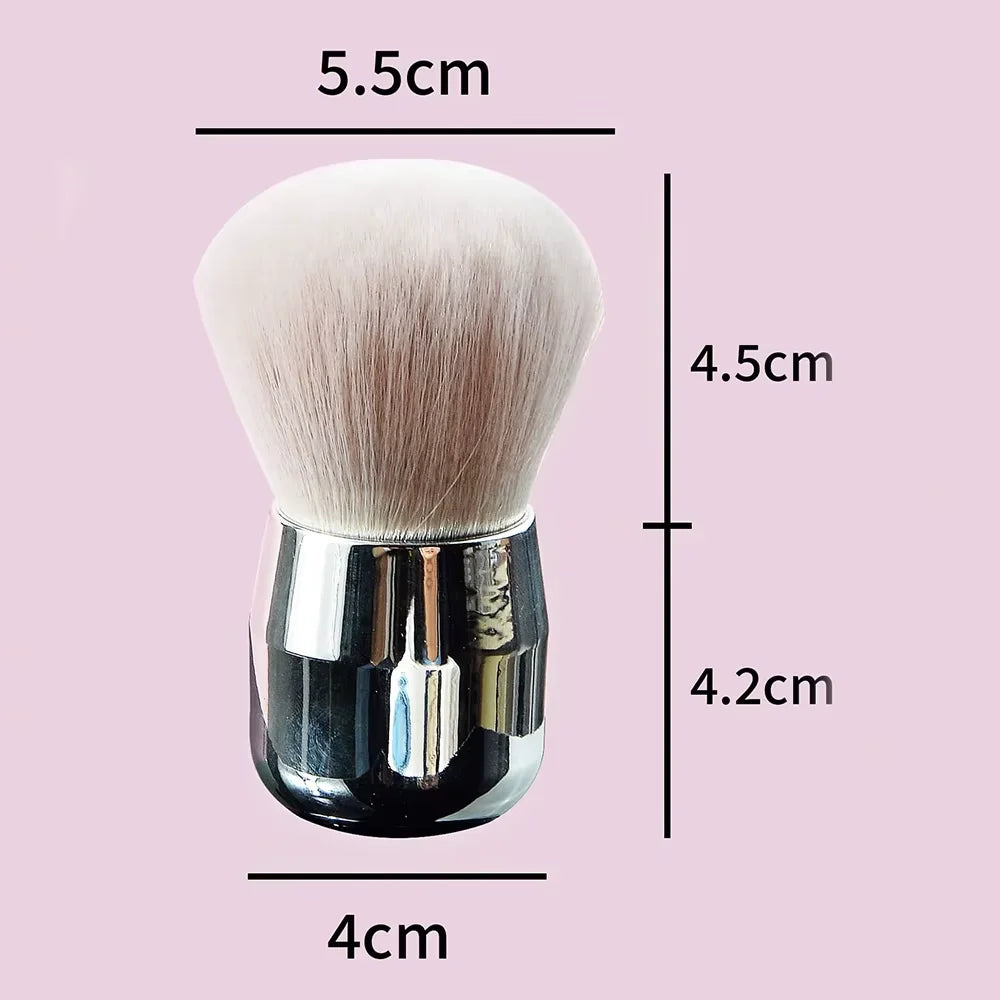 1pcs Silver Handle Nail Dust Brush, Large Soft Bristle Manicure Cleanup Brush, Professional Nail Art Tool for Acrylic