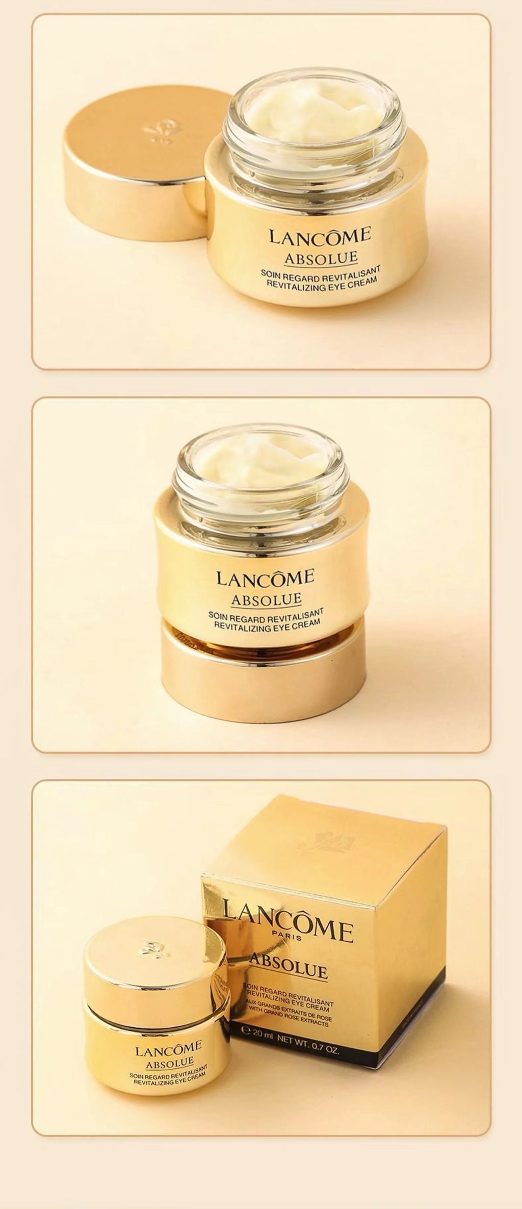LANCOME Absolue  Revitalisant  Eye  Cream, Firming Eye Area and Reducing Fine Lines, 0.7Oz / 20ml